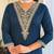 Women’s rayon embroidered straight kurta set with pant & silk chiffon printed dupatta