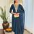 Women’s rayon embroidered straight kurta set with pant & silk chiffon printed dupatta