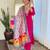 Women's rayon embroidered straight kurta with rayon pant and silk chiffon printed dupatta sets