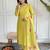 Women’s rayon slub embroidered straight kurta set with pant & pure organza printed dupatta
