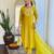 Women’s rayon slub embroidered straight kurta set with pant & organza laced dupatta