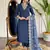 viscose silk embroidered kurta set with pant & printed chinon dupatta