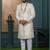 Cream silk embroidered sherwani for mens