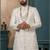 Cream silk embroidered sherwani for mens