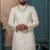 Cream silk embroidered sherwani for mens