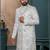 Off white silk embroidered sherwani for mens