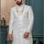 Cream silk embroidered sherwani for mens