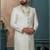 Cream silk embroidered sherwani for mens