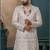 Cream silk embroidered sherwani for mens