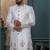 White silk embroidered sherwani for mens