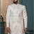 Cream silk embroidered sherwani for mens