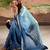 blue weaving jari butti designer printed georgette saree with blouse piece