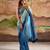 blue weaving jari butti designer printed georgette saree with blouse piece