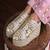 White mirror embroidered wedges shoes