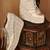 White beads embroidered wedges shoes