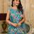 blue designer printed imported georgette saree with blouse piece
