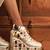 White floral embroidered wedges shoes