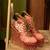 Pink mirror embroidered wedges shoes