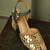Green mirror embroidered block heels