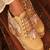 Gold beads embroidered wedges shoes