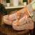 Orange mirror embroidered wedges shoes