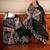 Black floral embroidered wedges shoes