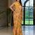 yellow designer printed imported georgette saree with blouse piece