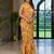 yellow designer printed imported georgette saree with blouse piece