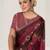 maroon bandhani printed thread embroidery work rangkat tussar silk blend saree with blouse piece