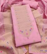 Baby pink designer partywear paithani banarasi dress material