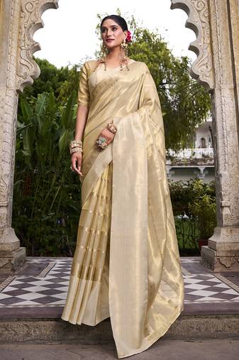 Celebrate Festivities in Style Gold Tissue Zari Sarees