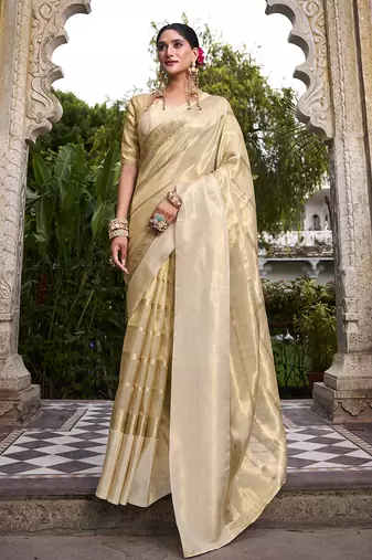 Celebrate Festivities in Style Gold Tissue Zari Sarees