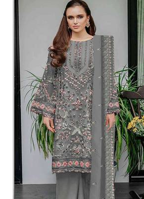 Heavy fox georgette with embroidery sequin & khatli work semistitched suit 1