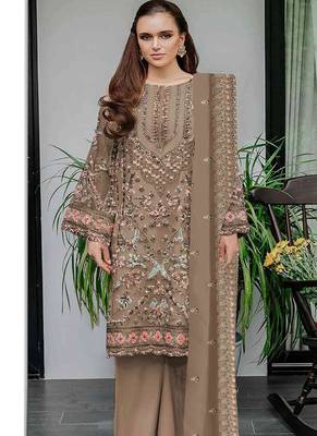 Heavy fox georgette with embroidery sequin & khatli work Un-stitched suit 1