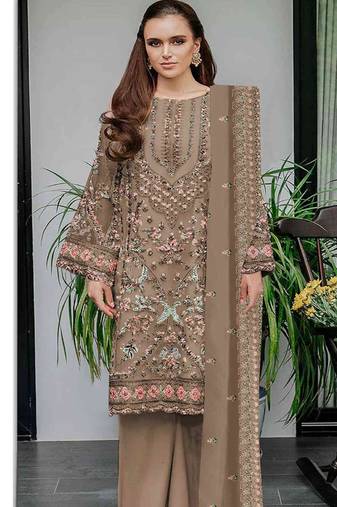 Heavy fox georgette with embroidery sequence & khatli work Un-stitched suit