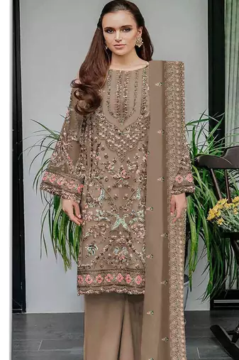 Heavy fox georgette with embroidery sequence & khatli work Un-stitched suit