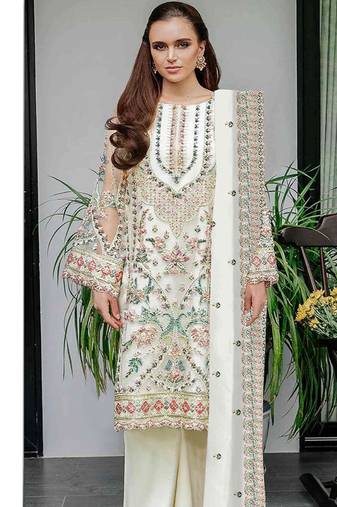 Heavy fox georgette with embroidery sequence & khatli work Un-stitched suit