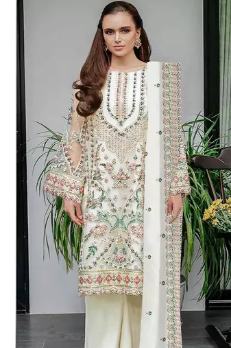 Heavy fox georgette with embroidery sequence & khatli work Un-stitched suit