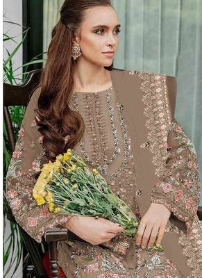 Heavy fox georgette with embroidery sequin & khatli work Un-stitched suit 2
