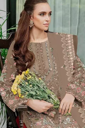 Heavy fox georgette with embroidery sequin & khatli work Un-stitched suit