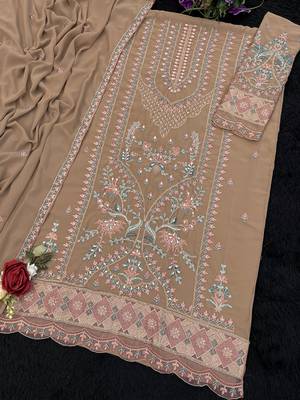 Heavy fox georgette with embroidery sequin & khatli work Un-stitched suit 3