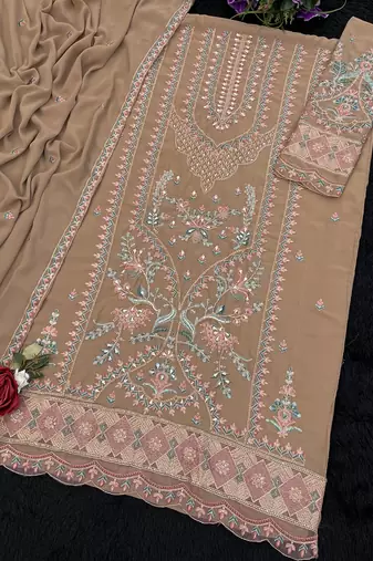 Heavy fox georgette with embroidery sequin & khatli work Un-stitched suit