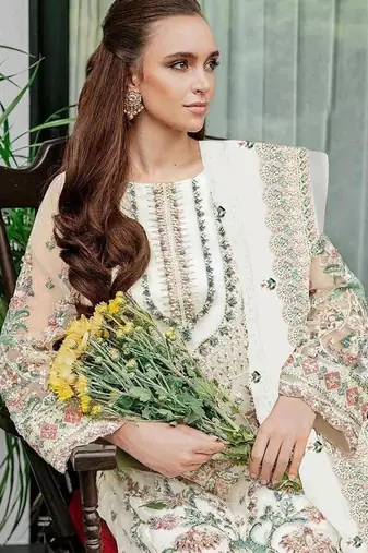 Heavy fox georgette with embroidery sequin & khatli work Un-stitched suit