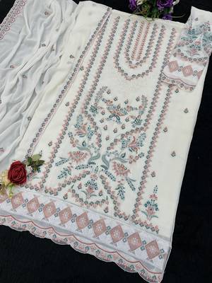 Heavy fox georgette with embroidery sequin & khatli work Un-stitched suit 3