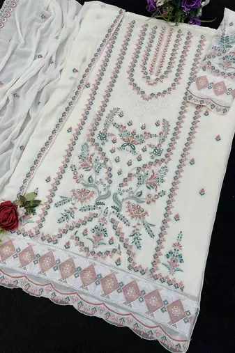Heavy fox georgette with embroidery sequin & khatli work Un-stitched suit