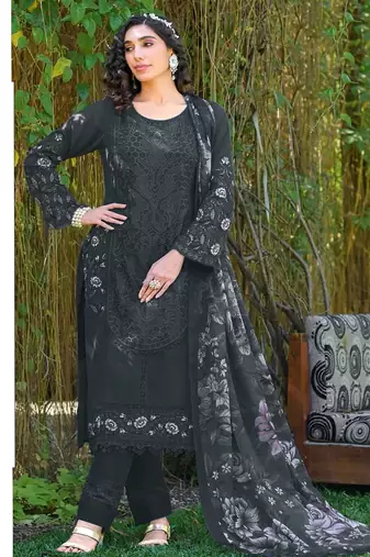 Heavy fox georgette with embroidery sequence work unstitched pakistani suit