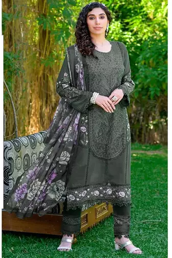 Heavy fox georgette with embroidery sequence work unstitched pakistani suit