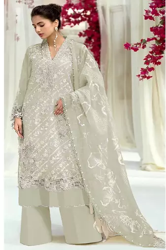 Heavy fox georgette with embroidery work with zarkan unstitched pakistani suit