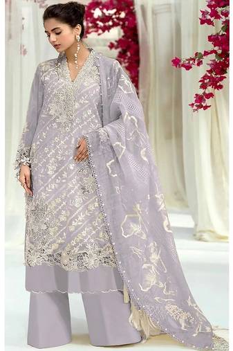 Heavy fox georgette with embroidery work with zarkan unstitched pakistani suit