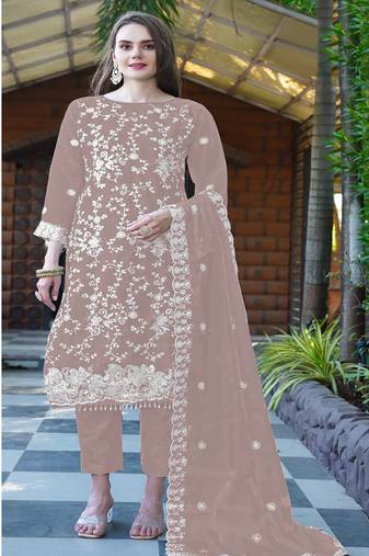 Heavy orgenza with embroidery sequence  with moti work Un-stitched pakistani suit